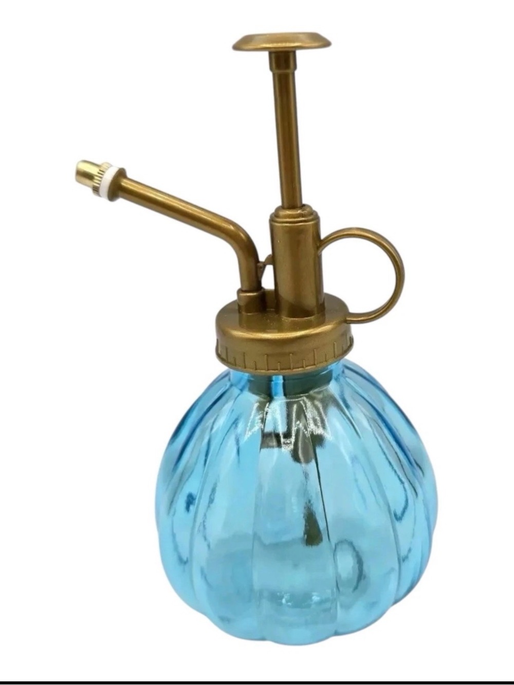 6" Vintage Glass Water Plant Atomizer Mister Sprayer Rare Blue Antique Look